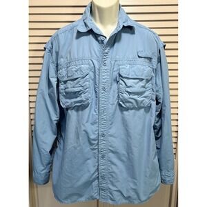 West Marine‎ Light Blue Windbreaker Button Up Long Sleeve Shirt Size L